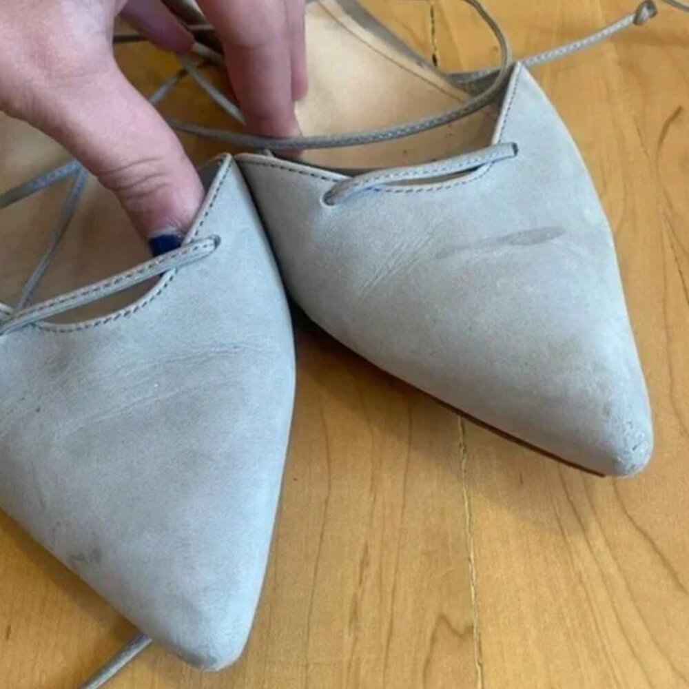 Schutz neida grey pointed toe lace up ballet flats - Picture 5 of 9